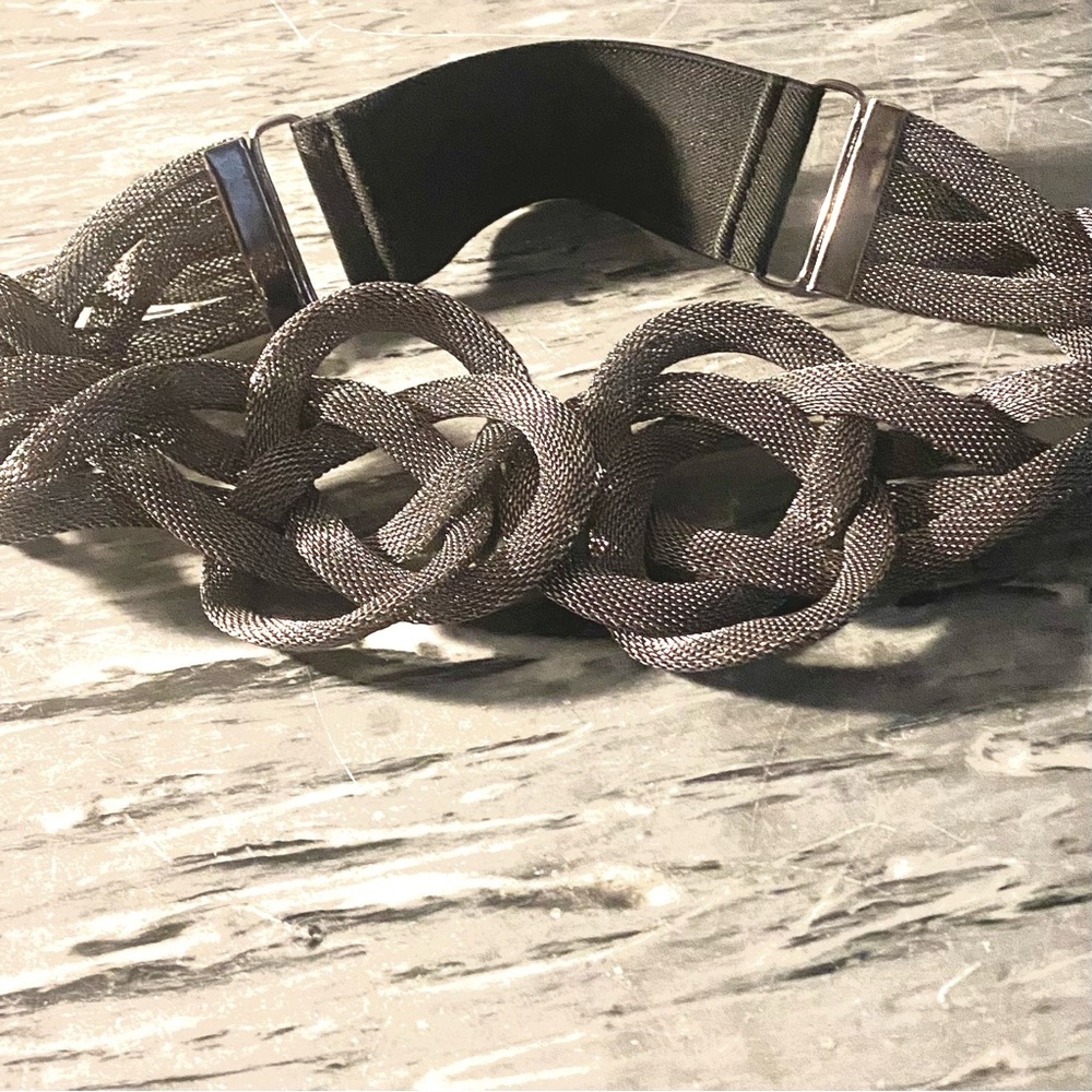 Raina Retro Style Twisted Grey Metal Braided Belt